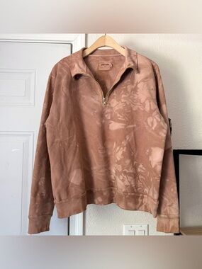 Rudy Jude tan peach tie dye organic cotton boxy polo cropped sweater